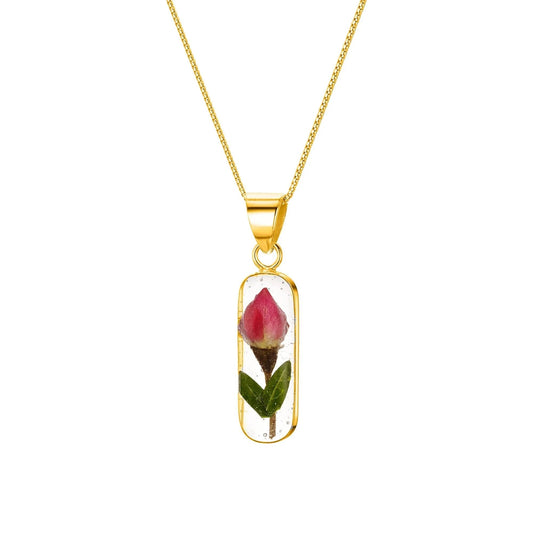 Miniature Rose necklace 'Leela' vertical bar pendant - Gold-plated - ScentiMelti Home Fragrance, Beauty & Gifts UK