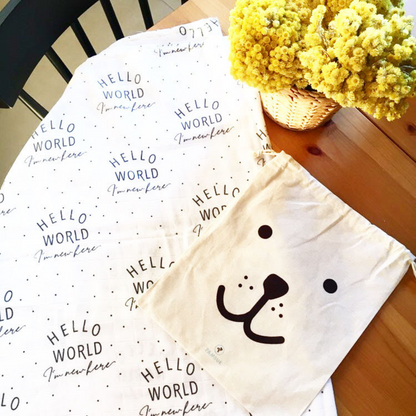 Muslin Swaddle Baby Blanket - Hello World - Signature Collection - 120x120cm - ScentiMelti Home Fragrance, Beauty & Gifts UK