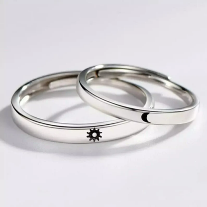 Adjustable Silver Couple Moon and Sun Promise Ring set - ScentiMelti Home Fragrance, Beauty & Gifts UK