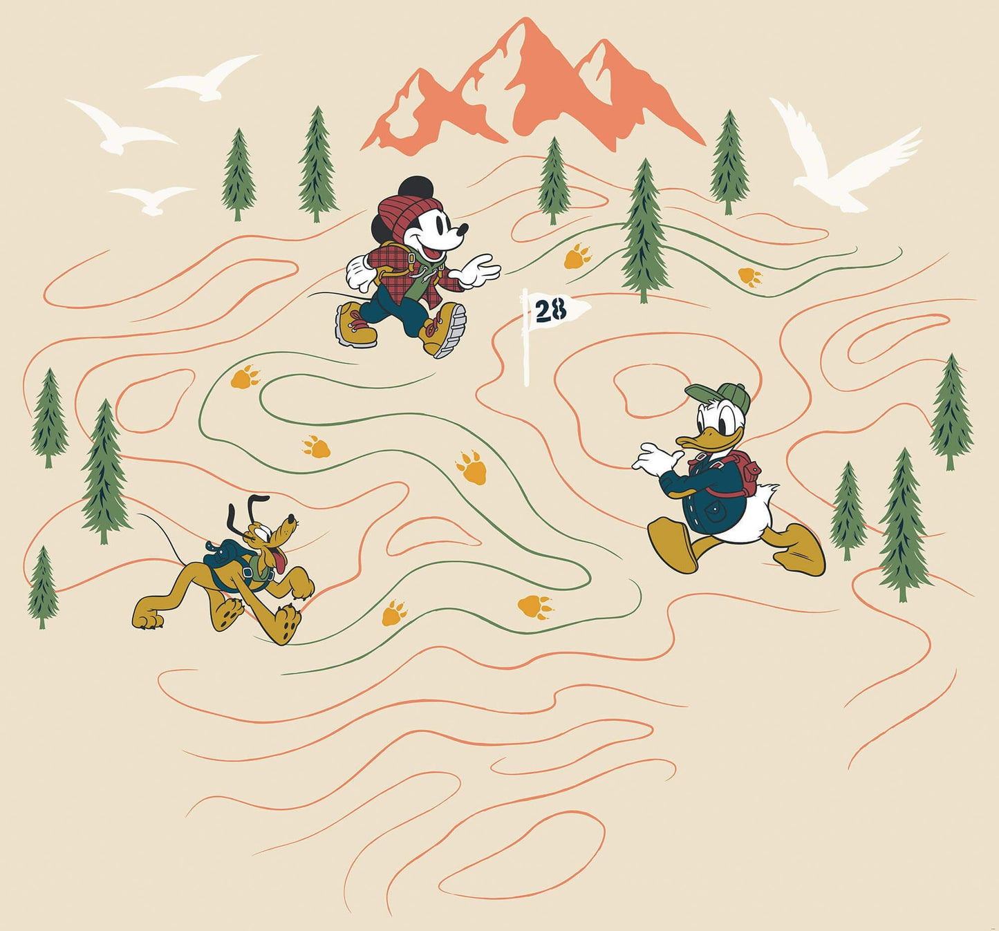 Disney Mickey & Donald Duck journey to the mountains Non-Woven Wallpaper Mural 300 cm x 280 cm | 118" x 110" - ScentiMelti Home Fragrance, Beauty & Gifts UK