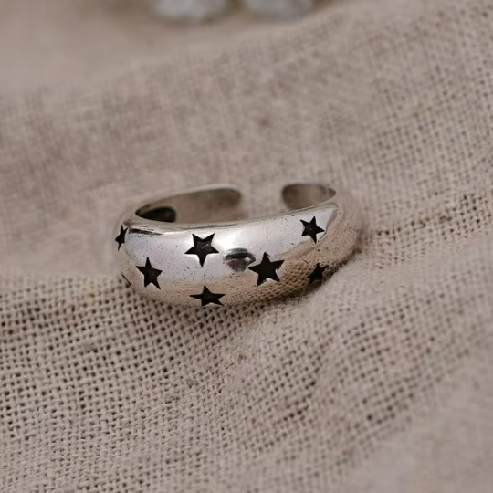 Silver Open Ring Women Lady Punk Vintage Space Star Statement Chunky Ring - ScentiMelti Home Fragrance, Beauty & Gifts UK