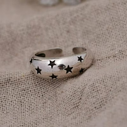 Silver Open Ring Women Lady Punk Vintage Space Star Statement Chunky Ring - ScentiMelti Home Fragrance, Beauty & Gifts UK