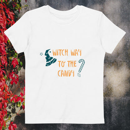 Organic cotton kids t-shirt witch way - ScentiMelti Home Fragrance, Beauty & Gifts UK