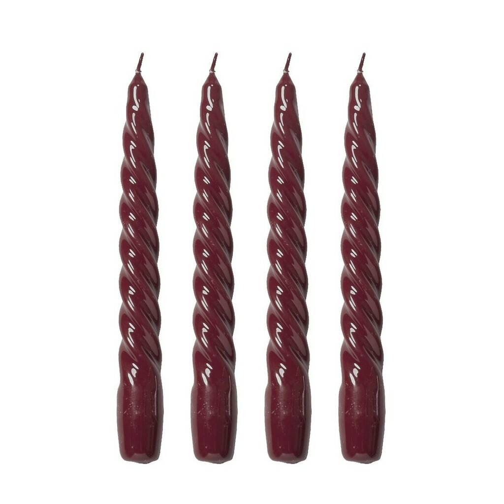 Set Of Four Twisted Taper Candles - Pomegranate - ScentiMelti Home Fragrance, Beauty & Gifts UK