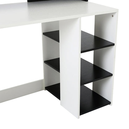 Modern Computer Desk with Drawers and Storage Shelves, Study Workstation, Writing Desk with Printer Stand for Home Office, Black and White - ScentiMelti Home Fragrance, Beauty & Gifts UK