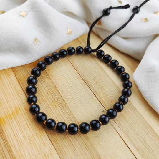 Large Matt Black Beads Daily Unisex Adjustable Yoga Meditation Bracelet - ScentiMelti Home Fragrance, Beauty & Gifts UK