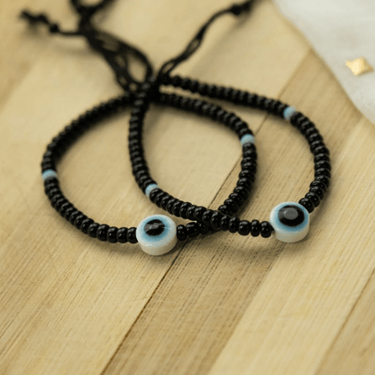 Adjustable Evil Eye White Black Beads Nazaria Bracelet For Kids and New Borns The Colourful Aura ScentiMelti Wax Melts