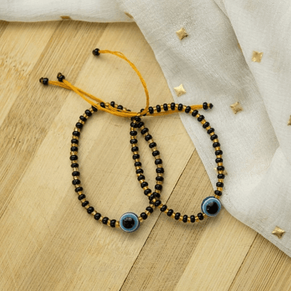 Adjustable Evil Eye Gold Black Beads Nazaria Bracelet For Kids and New Borns The Colourful Aura ScentiMelti Wax Melts