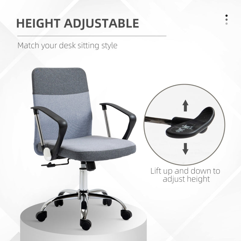 Office Chair gaming chair Linen Fabric Swivel Computer Desk Chair Home Study Adjustable Chair with Wheels, Grey - ScentiMelti Home Fragrance, Beauty & Gifts UK