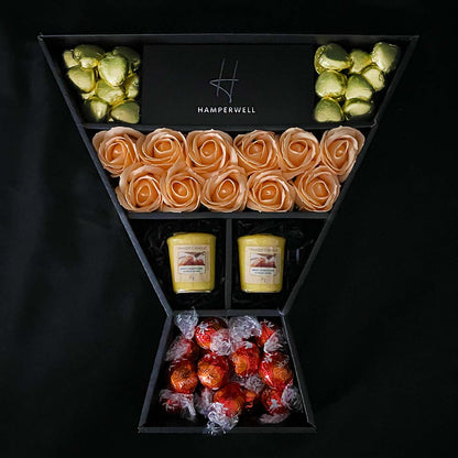 Lindt Lindor & Yankee Candle Signature Chocolate Bouquet With Peach Roses - ScentiMelti  Lindt Lindor & Yankee Candle Signature Chocolate Bouquet With Peach Roses