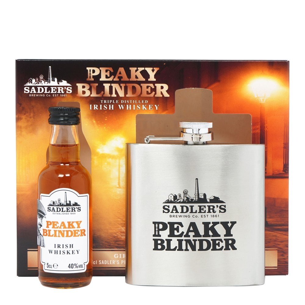 Peaky Blinder Irish Whiskey Hip Flask & Miniature Gift Pack HamperWell ScentiMelti Wax Melts