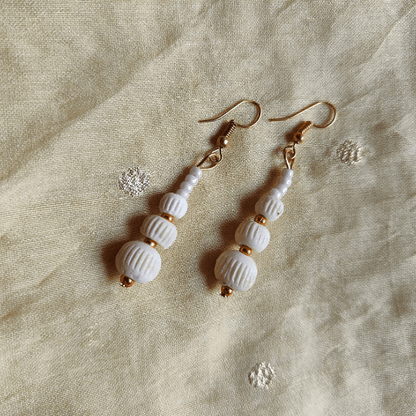 Three Beads Shell Lightweight Minimalist Beach Dainty White Drop Hook Earring The Colourful Aura ScentiMelti Wax Melts