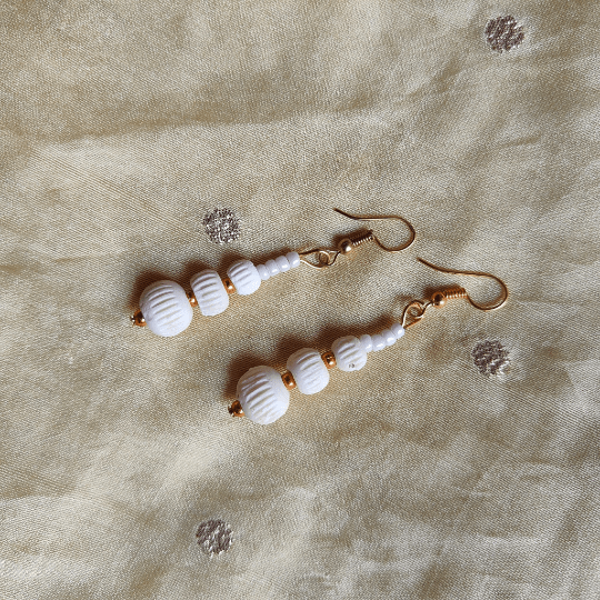 Three Beads Shell Lightweight Minimalist Beach Dainty White Drop Hook Earring The Colourful Aura ScentiMelti Wax Melts