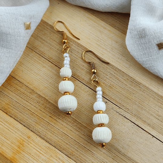 Three Beads Shell Lightweight Minimalist Beach Dainty White Drop Hook Earring The Colourful Aura ScentiMelti Wax Melts