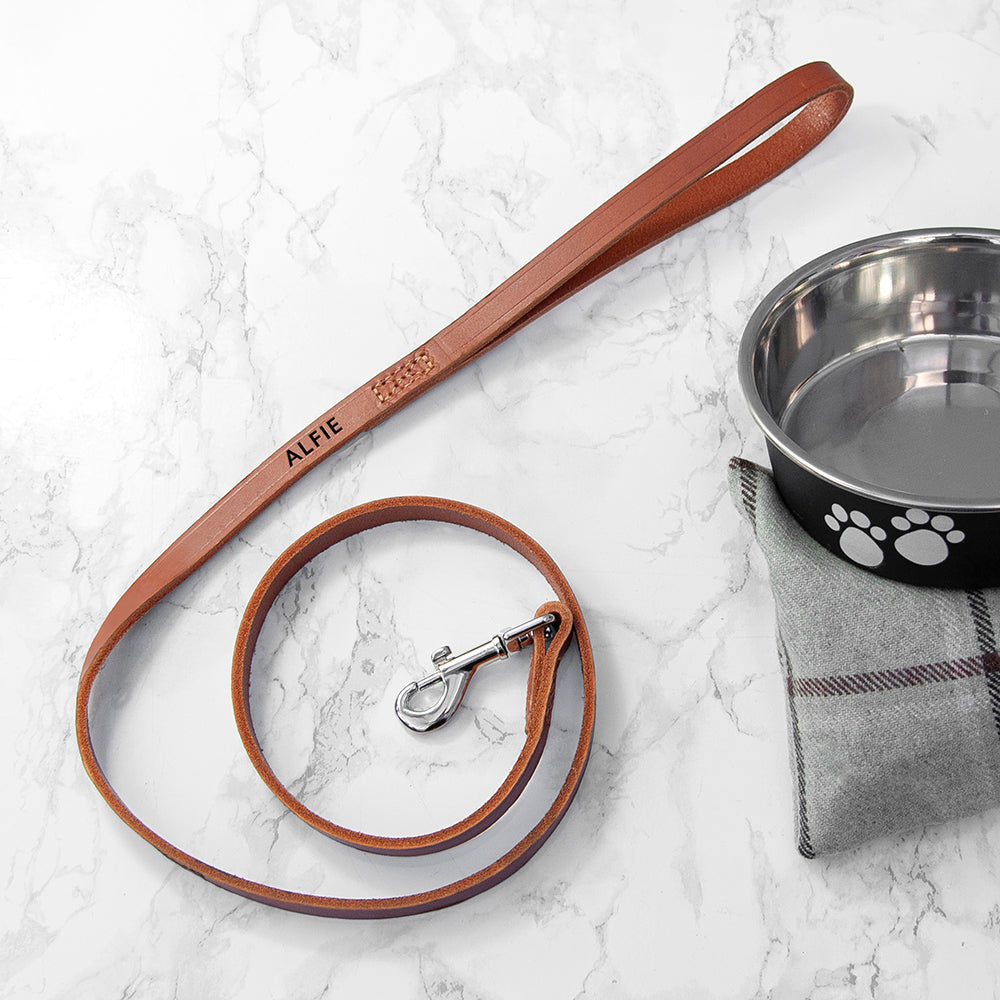 Personalised Classic Brown Leather Dog Lead - ScentiMelti Home Fragrance, Beauty & Gifts UK