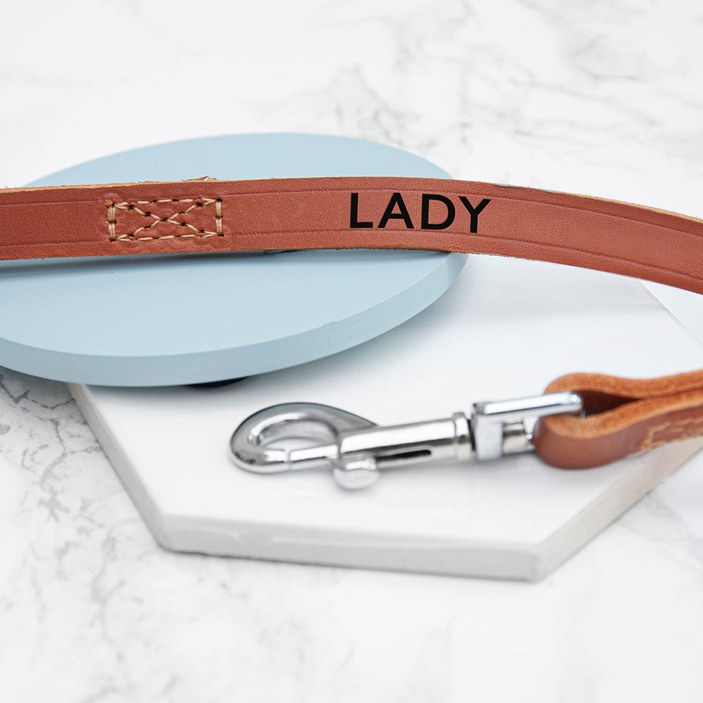 Personalised Classic Brown Leather Dog Lead - ScentiMelti Home Fragrance, Beauty & Gifts UK