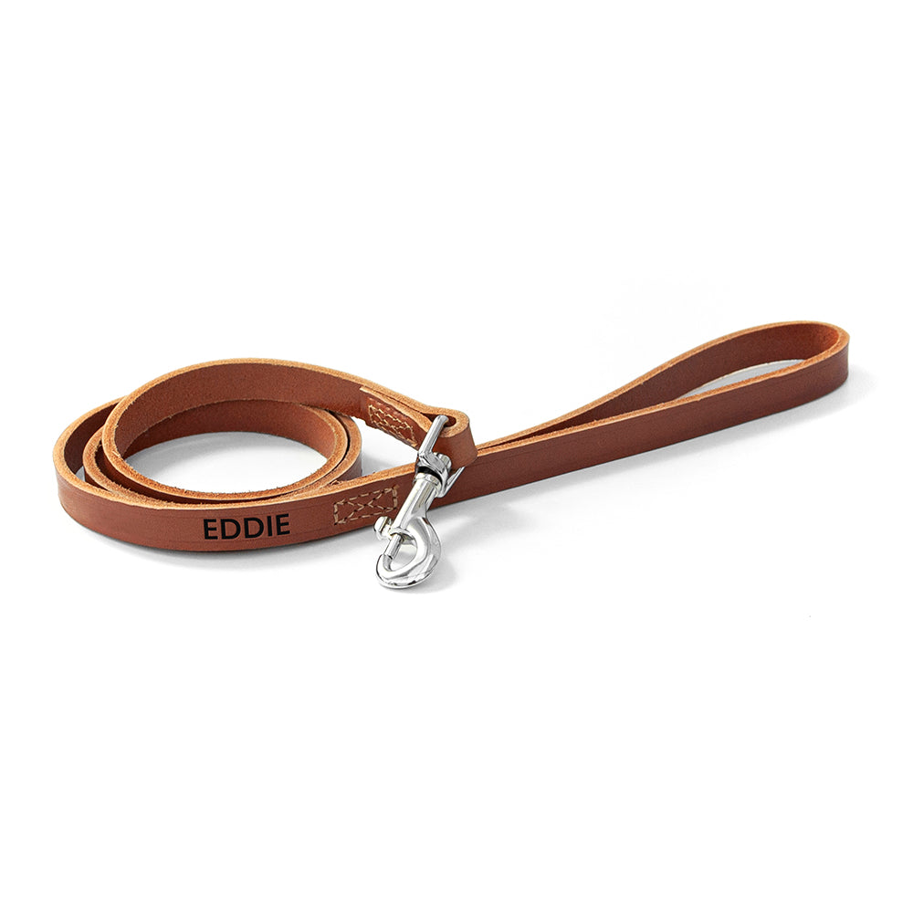 Personalised Classic Brown Leather Dog Lead - ScentiMelti Home Fragrance, Beauty & Gifts UK