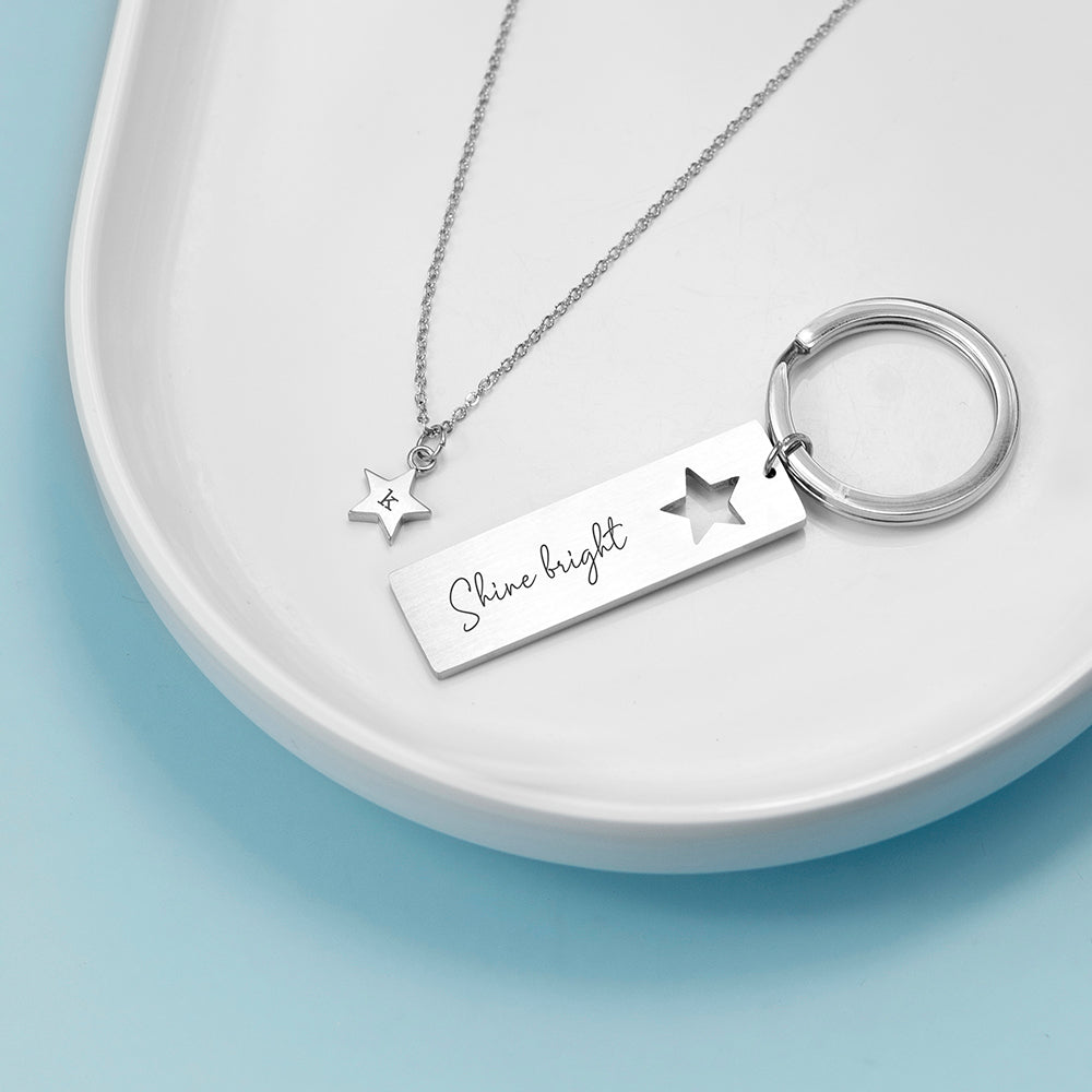 Personalised Lucky Star Necklace & Keyring Set - ScentiMelti Home Fragrance, Beauty & Gifts UK