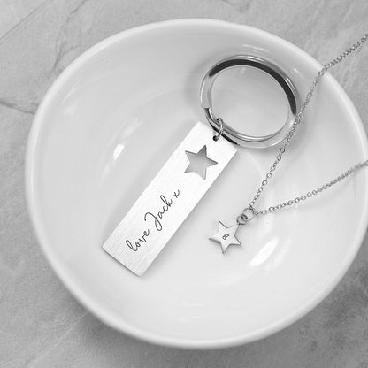 Personalised Lucky Star Necklace & Keyring Set - ScentiMelti Home Fragrance, Beauty & Gifts UK