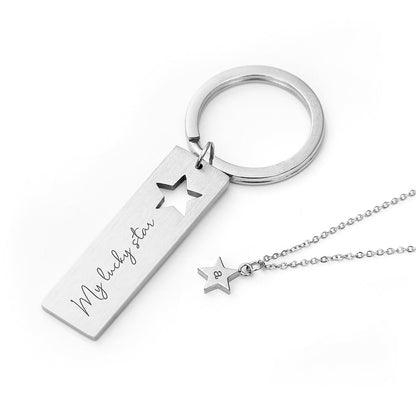 Personalised Lucky Star Necklace & Keyring Set - ScentiMelti Home Fragrance, Beauty & Gifts UK