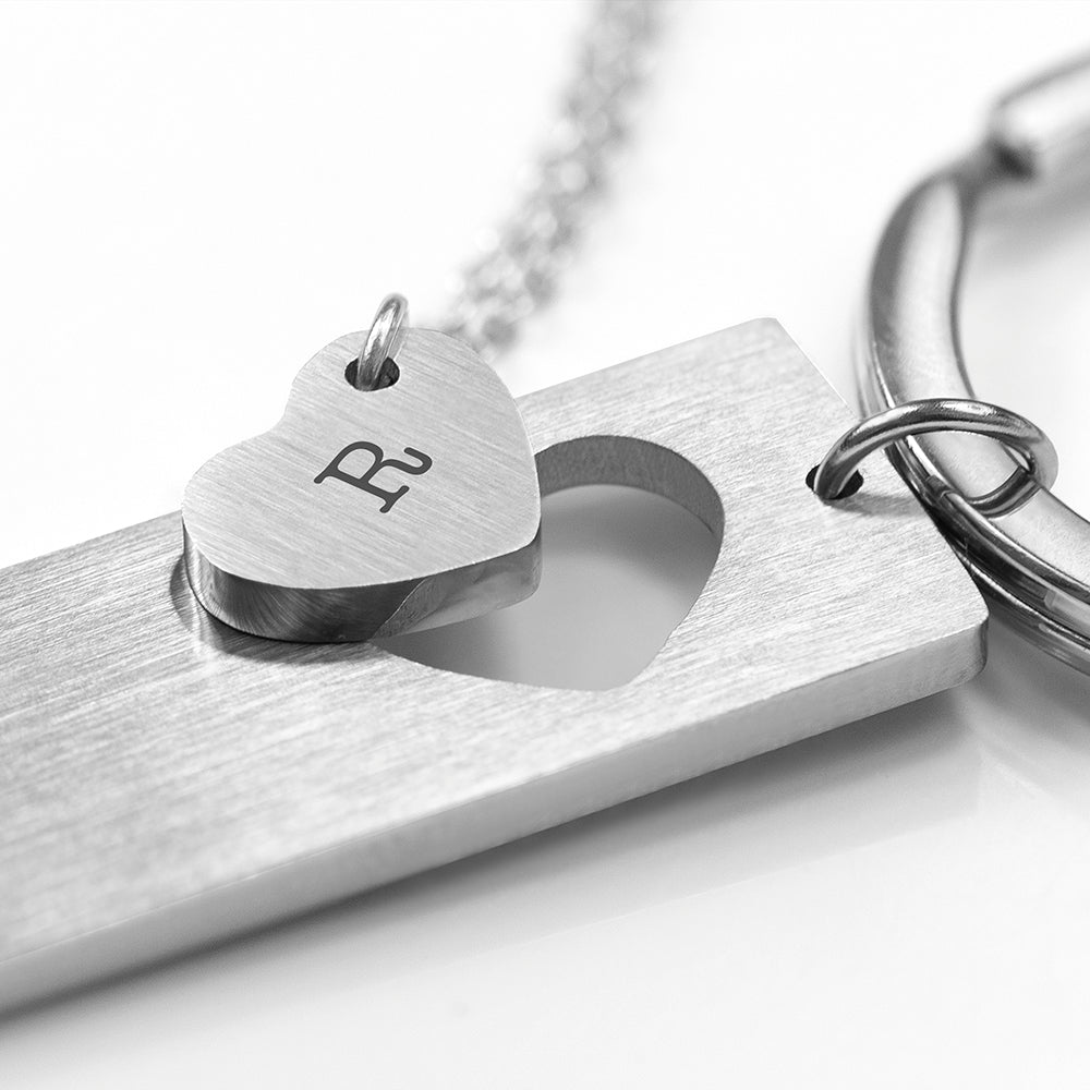 Personalised Love Heart Necklace & Keyring Set - ScentiMelti Home Fragrance, Beauty & Gifts UK