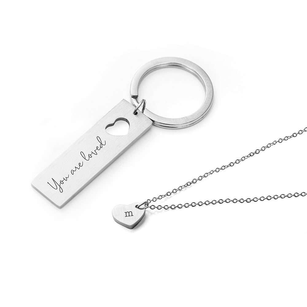 Personalised Love Heart Necklace & Keyring Set - ScentiMelti Home Fragrance, Beauty & Gifts UK