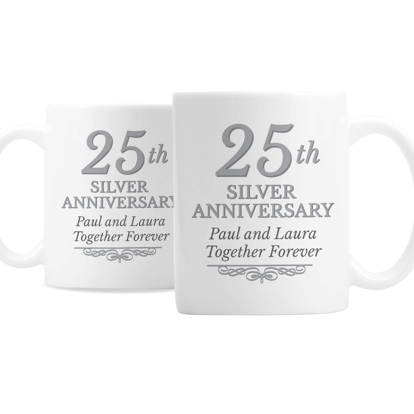 Personalised 25th Silver Anniversary Mug Set Gifts Finder ScentiMelti Wax Melts