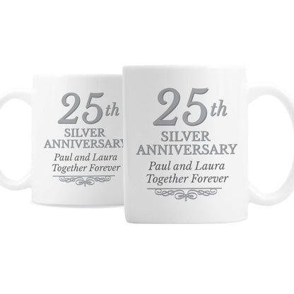 Personalised 25th Silver Anniversary Mug Set Gifts Finder ScentiMelti Wax Melts