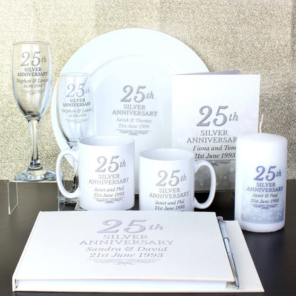 Personalised 25th Silver Anniversary Mug Set Gifts Finder ScentiMelti Wax Melts