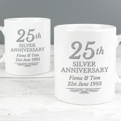 Personalised 25th Silver Anniversary Mug Set Gifts Finder ScentiMelti Wax Melts