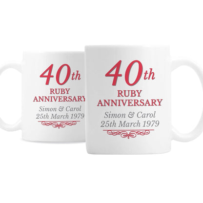 Personalised 40th Ruby Anniversary Mug Set Gifts Finder ScentiMelti Wax Melts