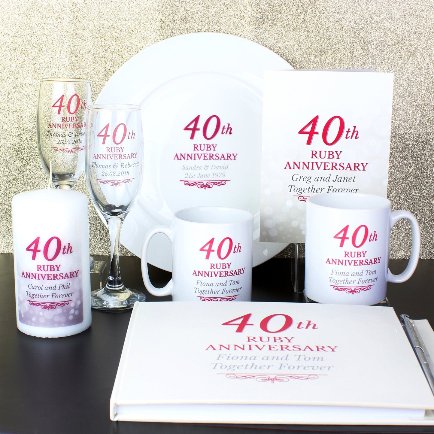 Personalised 40th Ruby Anniversary Mug Set Gifts Finder ScentiMelti Wax Melts