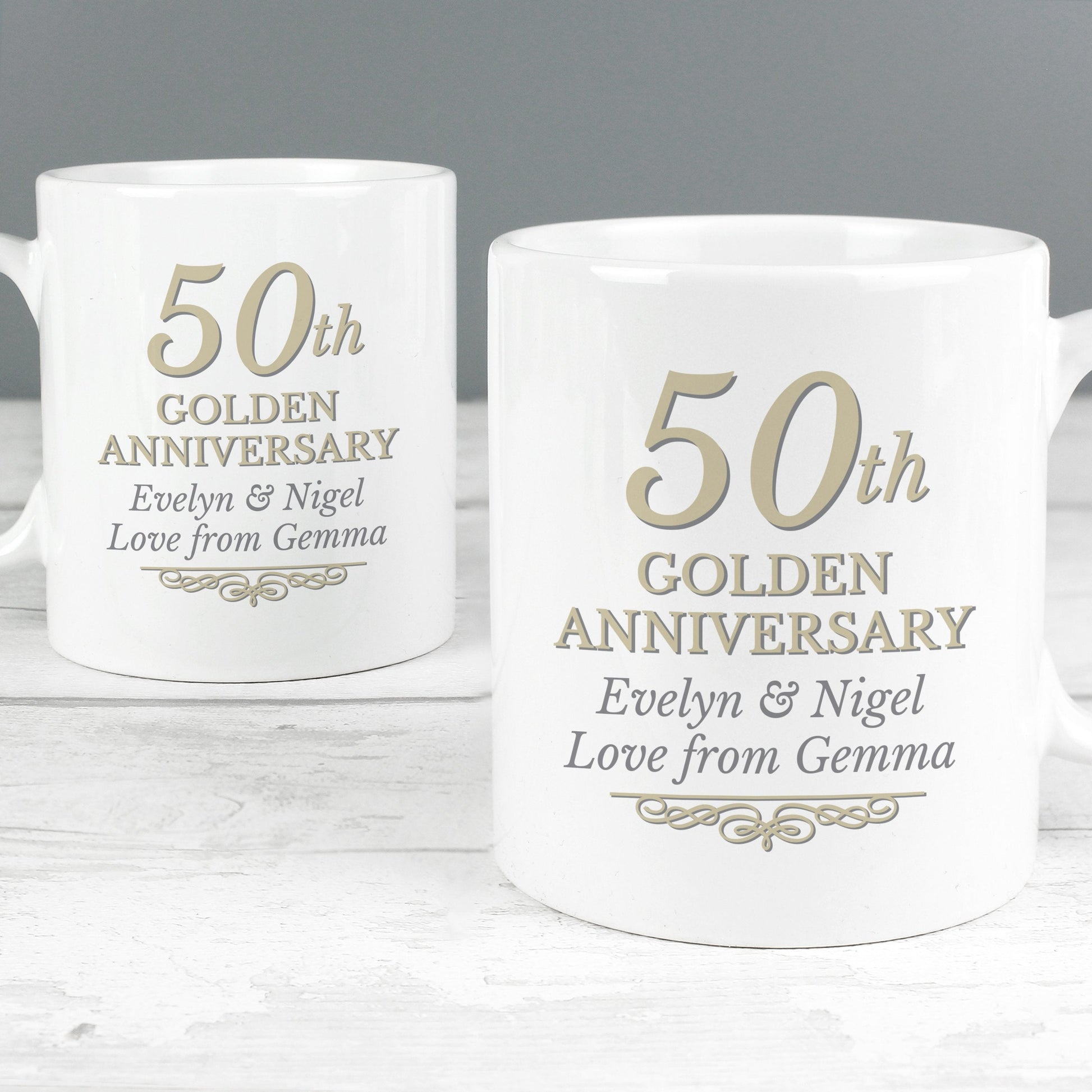 Personalised 50th Golden Anniversary Mug Set Gifts Finder ScentiMelti Wax Melts