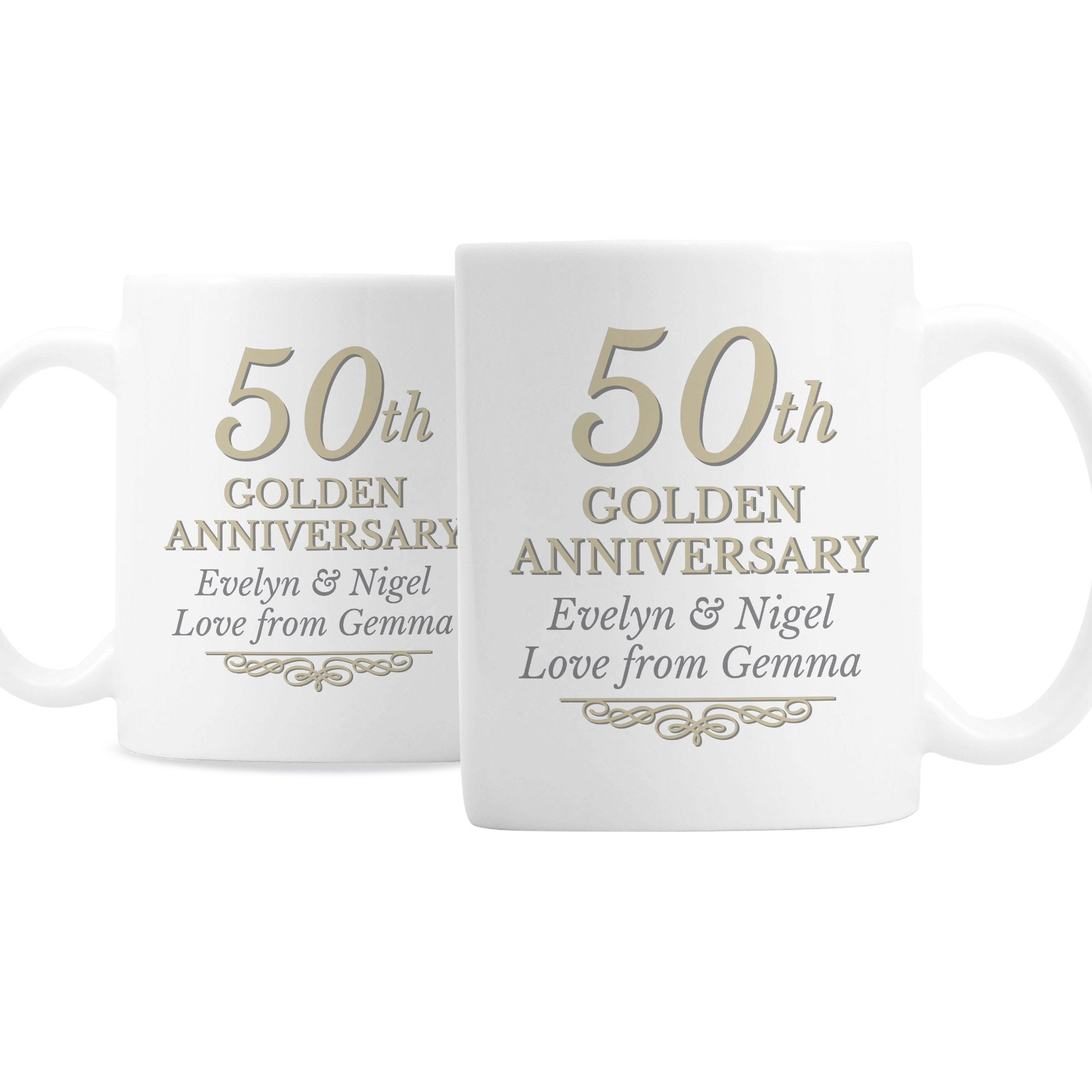 Personalised 50th Golden Anniversary Mug Set Gifts Finder ScentiMelti Wax Melts