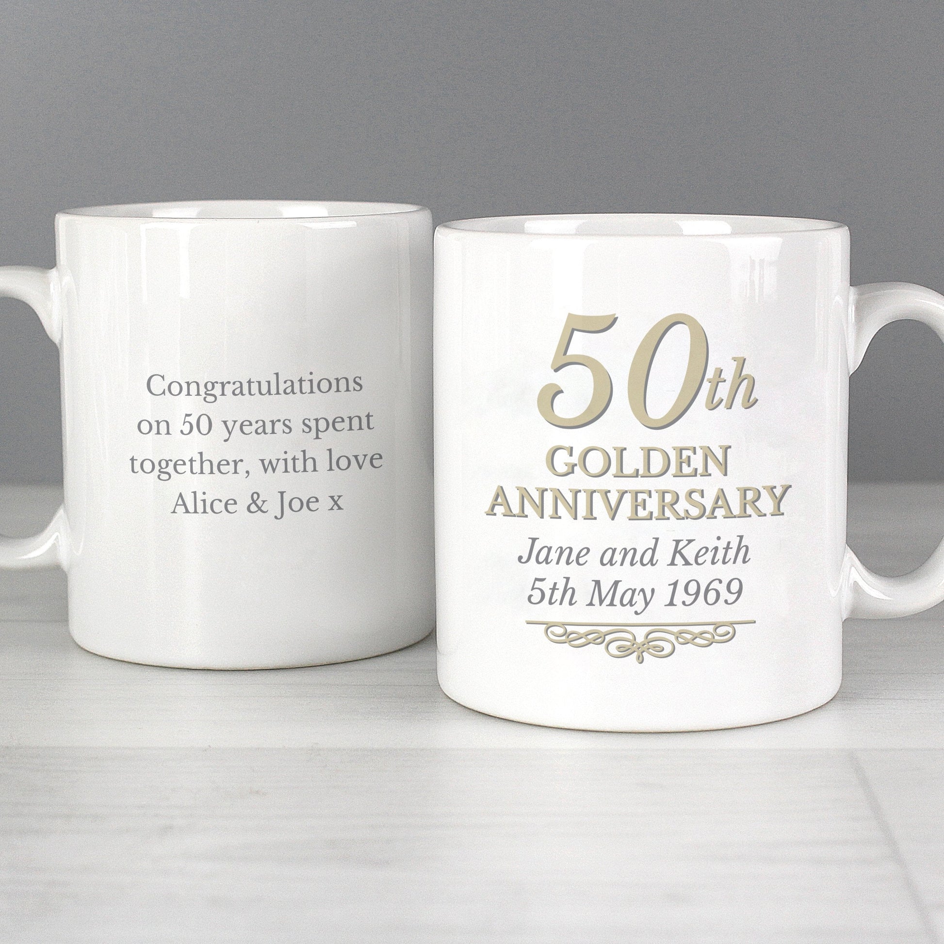 Personalised 50th Golden Anniversary Mug Set Gifts Finder ScentiMelti Wax Melts