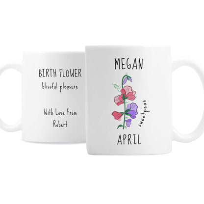 Personalised April Birth Flower - Sweet Peas Mug Gifts Finder ScentiMelti Wax Melts