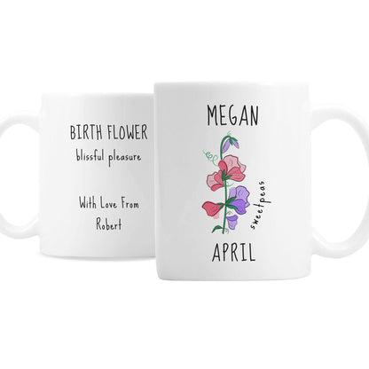 Personalised April Birth Flower - Sweet Peas Mug Gifts Finder ScentiMelti Wax Melts