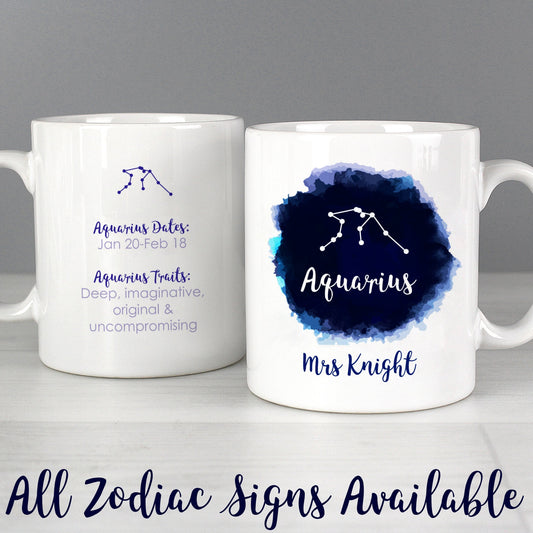 Personalised Aquarius Zodiac Star Sign Mug (January 20th - February 18th) Gifts Finder ScentiMelti Wax Melts