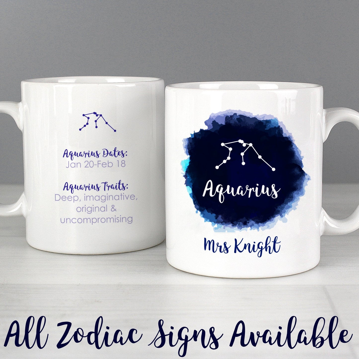 Personalised Aquarius Zodiac Star Sign Mug (January 20th - February 18th) Gifts Finder ScentiMelti Wax Melts