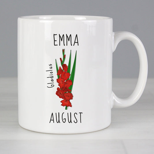 Personalised August Birth Flower - Gladioli Mug Gifts Finder ScentiMelti Wax Melts