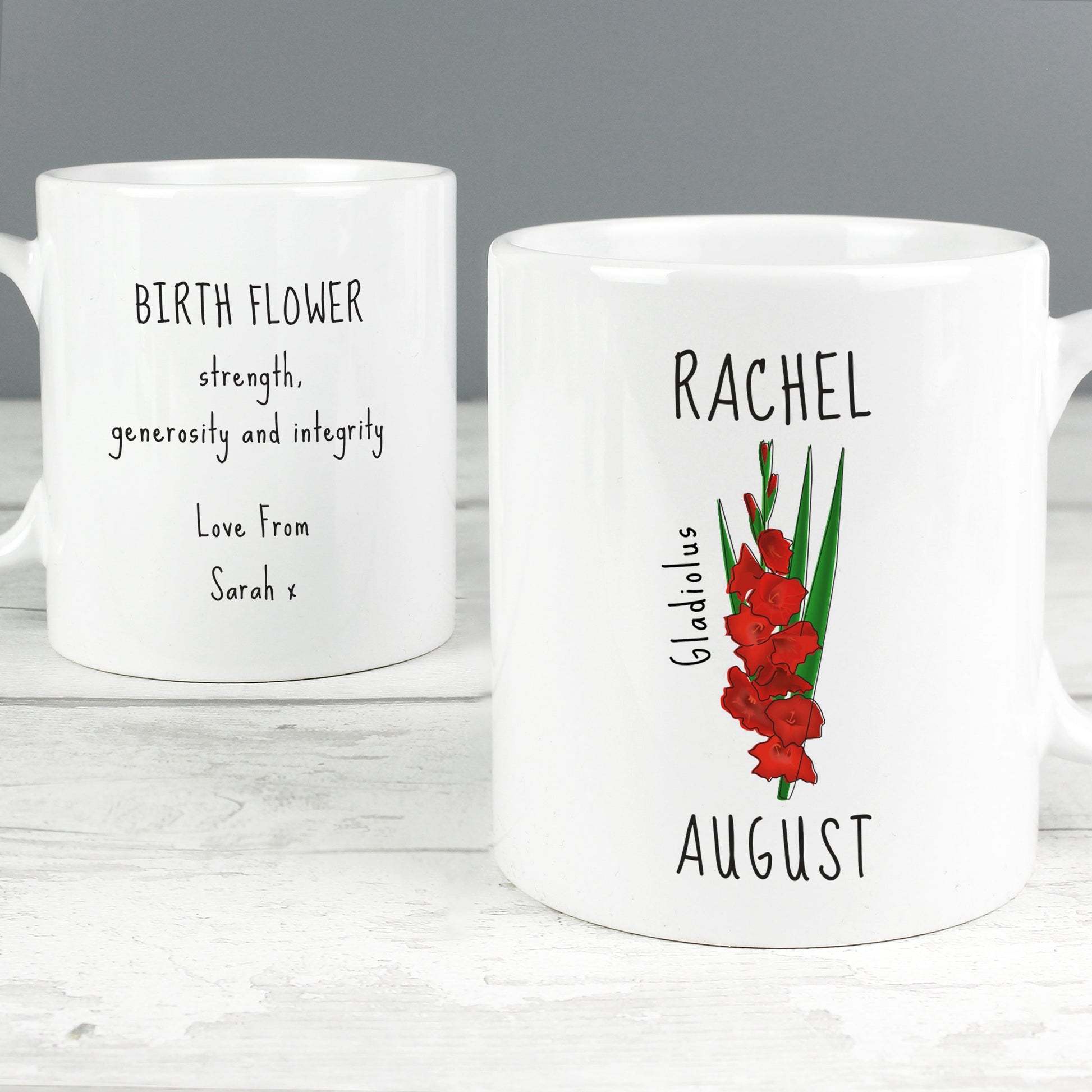 Personalised August Birth Flower - Gladioli Mug Gifts Finder ScentiMelti Wax Melts