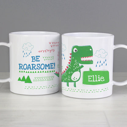 Personalised Be Roarsome Dinosaur Plastic Mug Gifts Finder ScentiMelti Wax Melts