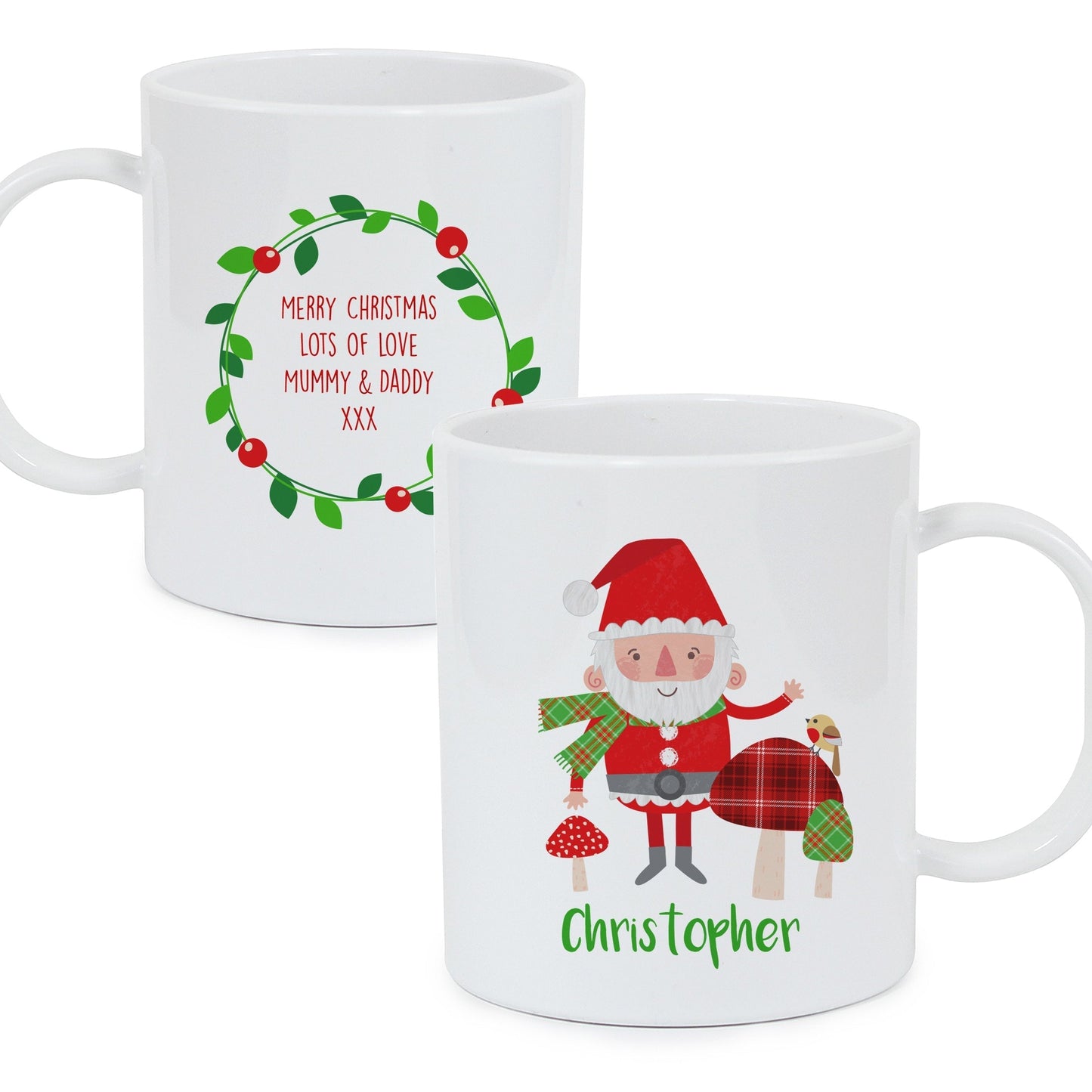 Personalised Christmas Toadstool Santa Plastic Mug Gifts Finder ScentiMelti Wax Melts