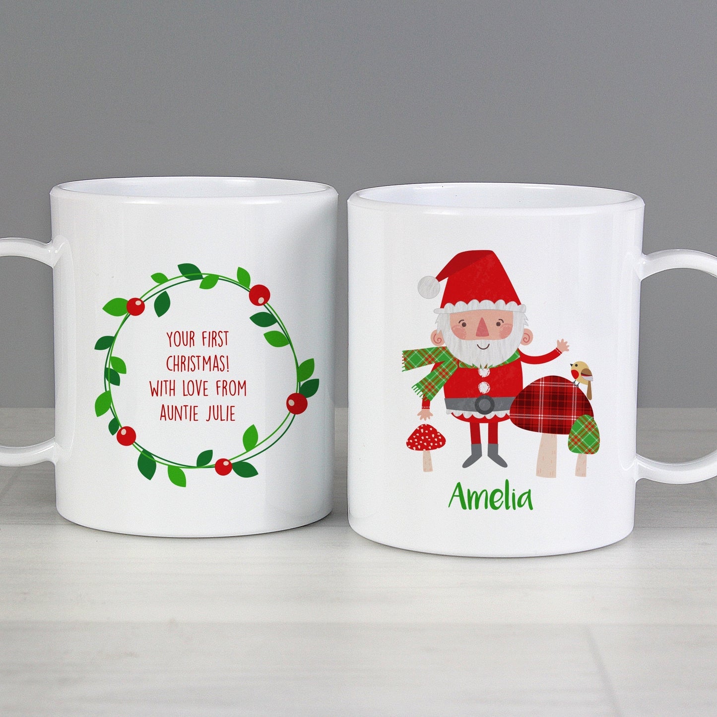 Personalised Christmas Toadstool Santa Plastic Mug Gifts Finder ScentiMelti Wax Melts