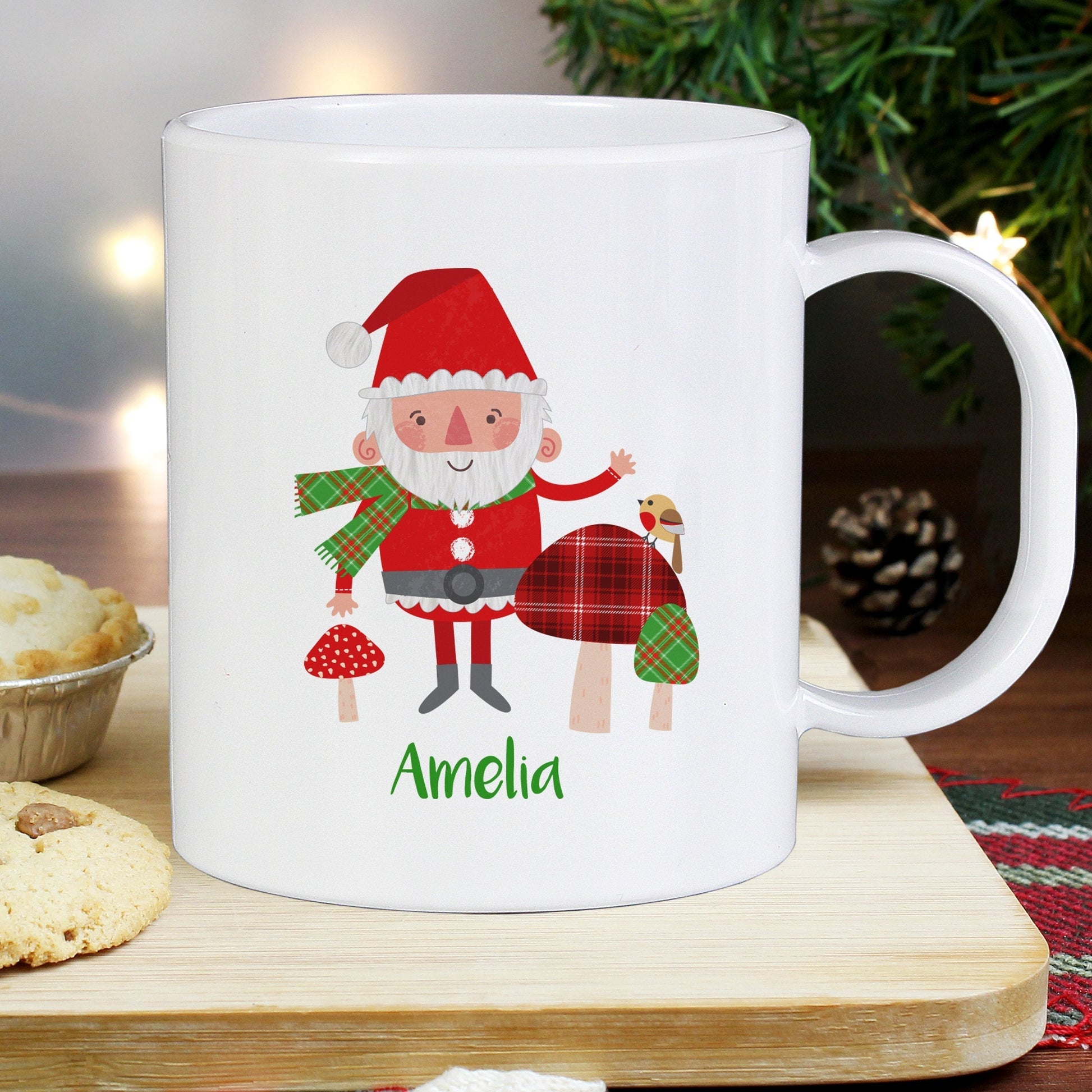 Personalised Christmas Toadstool Santa Plastic Mug Gifts Finder ScentiMelti Wax Melts