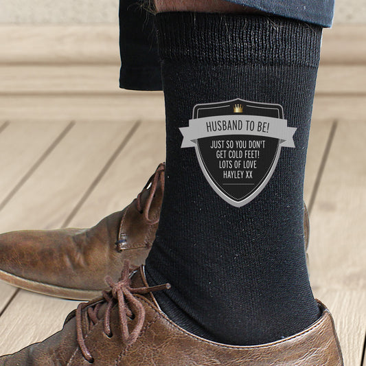 Personalised Classic Shield Men's Socks Gifts Finder ScentiMelti Wax Melts