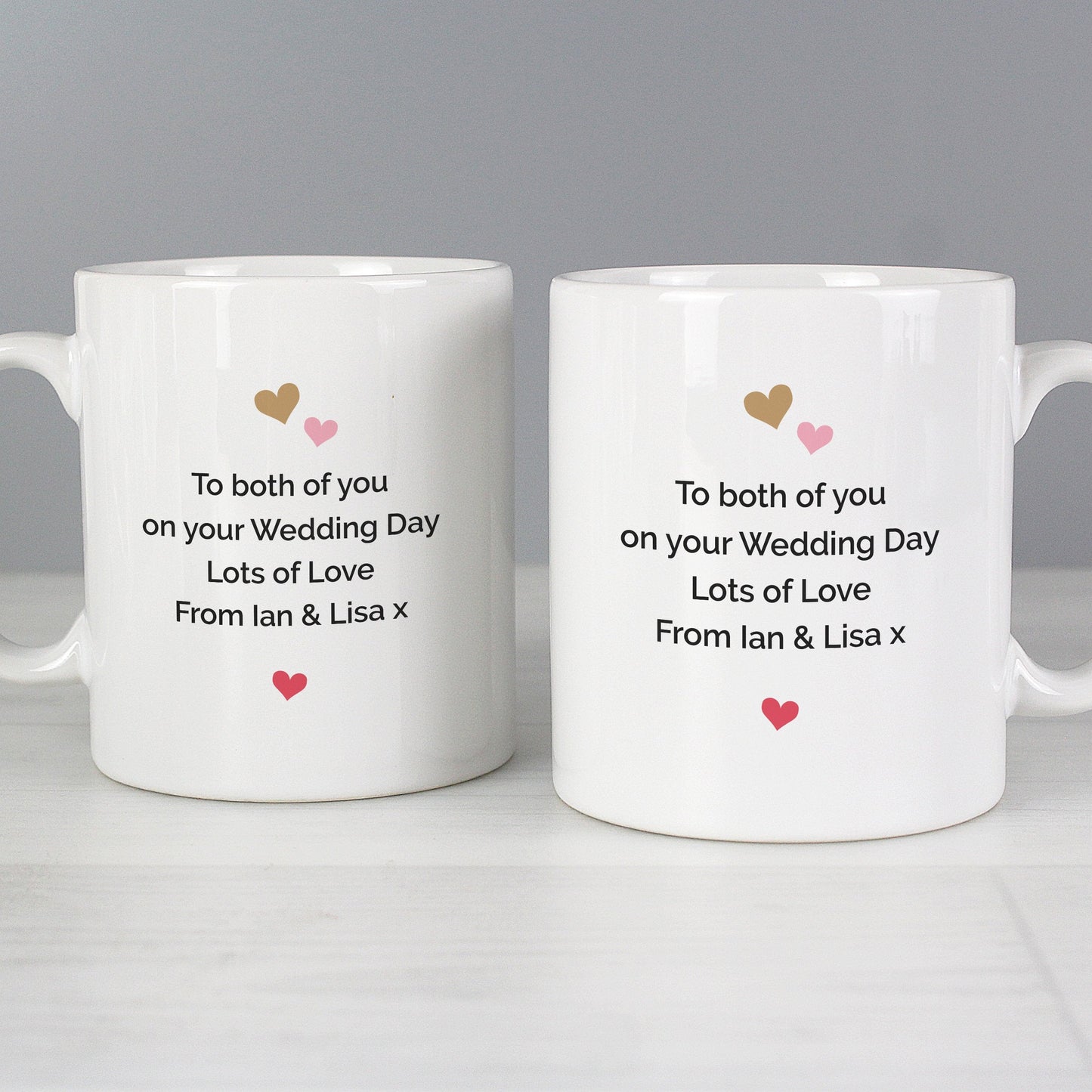 Personalised Confetti Hearts Wedding Mug Set Gifts Finder ScentiMelti Wax Melts