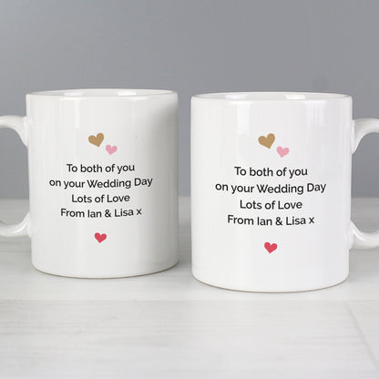 Personalised Confetti Hearts Wedding Mug Set Gifts Finder ScentiMelti Wax Melts