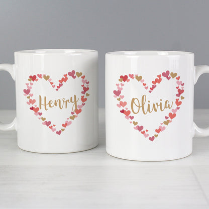 Personalised Confetti Hearts Wedding Mug Set Gifts Finder ScentiMelti Wax Melts