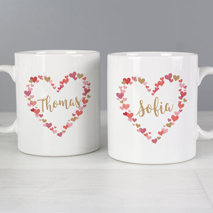 Personalised Confetti Hearts Wedding Mug Set Gifts Finder ScentiMelti Wax Melts